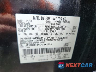 Zdjęcie 12 z 12 samochodu: 2013 FORD EXPLORER LIMITED VIN:1FM5K8F86DGA61809 - miniatura
