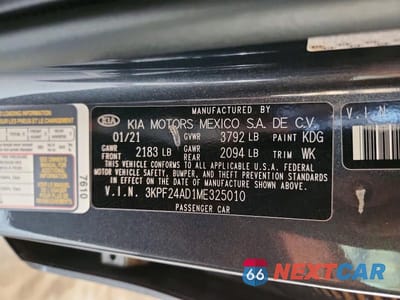Zdjęcie 12 z 12 samochodu: 2021 KIA FORTE LXS VIN:3KPF24AD1ME325010 - miniatura