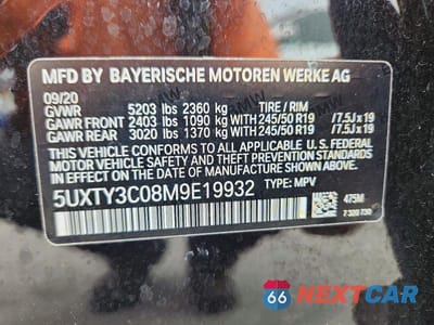 Zdjęcie 13 z 13 samochodu: 2021 BMW X3 SDRIVE30I VIN:5UXTY3C08M9E19932 - miniatura