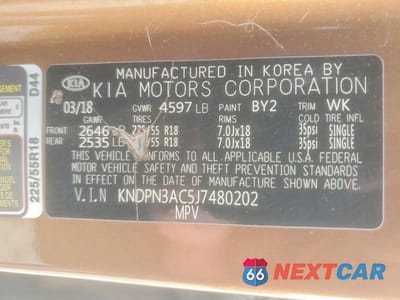 Zdjęcie 13 z 13 samochodu: 2018 KIA SPORTAGE EX VIN:KNDPN3AC5J7480202 - miniatura
