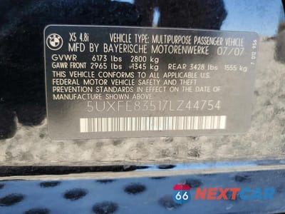 Zdjęcie 13 z 13 samochodu: 2007 BMW X5 4.8I VIN:5UXFE83517LZ44754 - miniatura