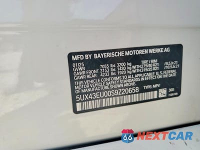 Zdjęcie 13 z 13 samochodu: 2025 BMW X5 XDRIVE50E VIN:5UX43EU00S9Z20658 - miniatura