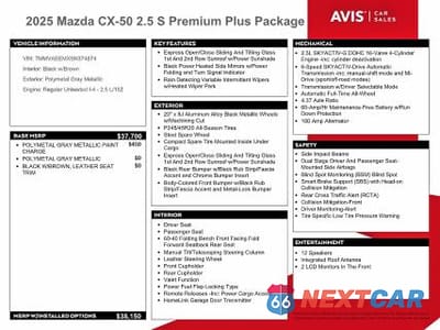 Zdjęcie 13 z 14 samochodu: 2025 MAZDA CX-50 PREMIUM PLUS VIN:7MMVABEMXSN374874 - miniatura