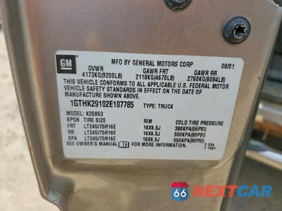 Zdjęcie 13 z 13 samochodu: 2002 GMC SIERRA K2500 HEAVY DUTY VIN:1GTHK29102E107785 - miniatura