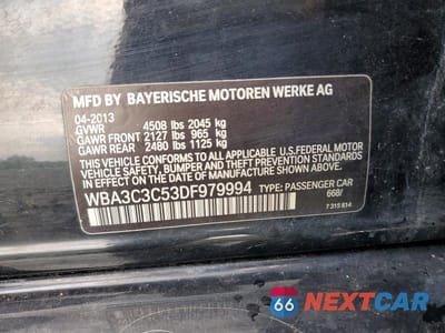 Zdjęcie 12 z 12 samochodu: 2013 BMW 320 I XDRIVE VIN:WBA3C3C53DF979994 - miniatura