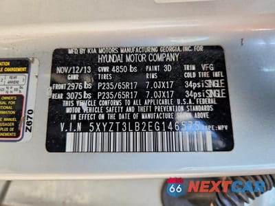 Zdjęcie 13 z 13 samochodu: 2014 HYUNDAI SANTA FE SPORT 2.4L VIN:5XYZT3LB2EG146575 - miniatura