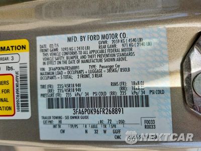 Zdjęcie 12 z 12 samochodu: 2015 FORD FUSION TITANIUM VIN:3FA6P0K96FR268891 - miniatura