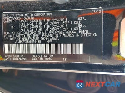 Zdjęcie 14 z 14 samochodu: 2010 LEXUS GX 460 VIN:JTJBM7FX8A5016488 - miniatura