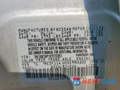 Zdjęcie 12 z 12 samochodu: 2014 NISSAN SENTRA SR VIN:3N1AB7AP1EY270261 - miniatura