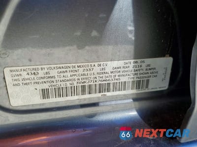 Zdjęcie 12 z 12 samochodu: 2006 VOLKSWAGEN JETTA 2.0T OPTION PACKAGE 1 VIN:3VWKJ71K76M663745 - miniatura