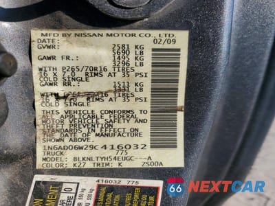 Zdjęcie 12 z 12 samochodu: 2009 NISSAN FRONTIER SE V6 VIN:1N6AD06W29C416032 - miniatura