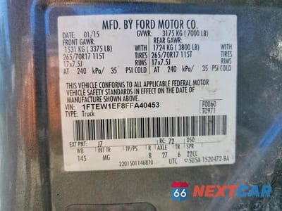 Zdjęcie 12 z 12 samochodu: 2015 FORD F150 SUPERCREW VIN:1FTEW1EF8FFA40453 - miniatura