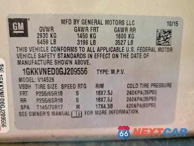 Zdjęcie 13 z 13 samochodu: 2016 GMC ACADIA SLE VIN:1GKKVNED0GJ209556 - miniatura