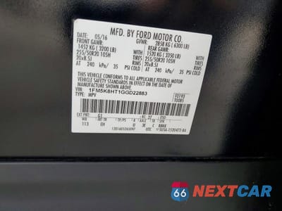 Zdjęcie 13 z 13 samochodu: 2016 FORD EXPLORER PLATINUM VIN:1FM5K8HT1GGD22883 - miniatura