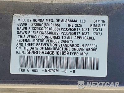 Zdjęcie 14 z 14 samochodu: 2016 HONDA ODYSSEY EX VIN:5FNRL5H44GB101959 - miniatura