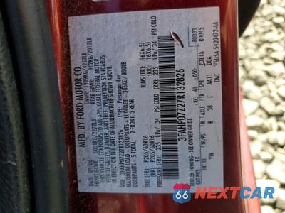 Zdjęcie 12 z 12 samochodu: 2007 FORD FUSION SE VIN:3FAHP07Z27R132826 - miniatura