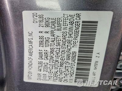Zdjęcie 12 z 12 samochodu: 2020 HONDA ACCORD SPORT VIN:1HGCV1F37LA059259 - miniatura
