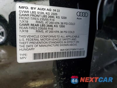 Zdjęcie 14 z 14 samochodu: 2022 AUDI Q3 PREMIUM S LINE 45 VIN:WA1DECF38N1114023 - miniatura