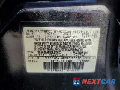 Zdjęcie 12 z 12 samochodu: 2012 NISSAN SENTRA 2.0 VIN:3N1AB6AP8CL645163 - miniatura