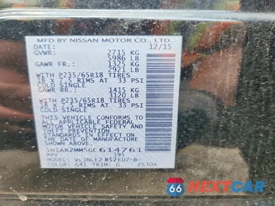 Zdjęcie 13 z 13 samochodu: 2016 NISSAN PATHFINDER SV VIN:5N1AR2MM5GC614761 - miniatura