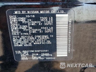 Zdjęcie 14 z 14 samochodu: 2017 NISSAN ARMADA PLATINUM VIN:JN8AY2NE3H9702581 - miniatura