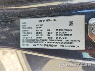 Zdjęcie 12 z 12 samochodu: 2024 TESLA MODEL 3 VIN:5YJ3E1EA4RF747492 - miniatura