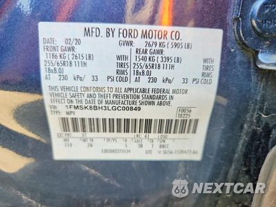 Zdjęcie 13 z 13 samochodu: 2020 FORD EXPLORER VIN:1FMSK8BH3LGC00849 - miniatura