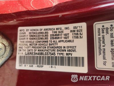 Zdjęcie 13 z 13 samochodu: 2011 HONDA CR-V SE VIN:5J6RE3H49BL037545 - miniatura