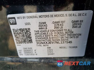 Zdjęcie 14 z 14 samochodu: 2022 CHEVROLET EQUINOX LT VIN:3GNAXJEV7NL137545 - miniatura