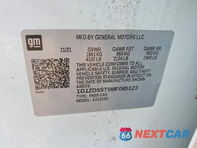 Zdjęcie 12 z 12 samochodu: 2021 CHEVROLET MALIBU LT VIN:1G1ZD5ST5MF085123 - miniatura