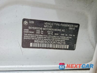 Zdjęcie 12 z 12 samochodu: 2016 BMW 328 I SULEV VIN:WBA8E9G53GNT44216 - miniatura