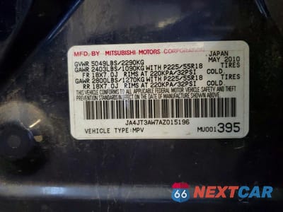 Zdjęcie 12 z 12 samochodu: 2010 MITSUBISHI OUTLANDER SE VIN:JA4JT3AW7AZ015196 - miniatura