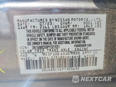Zdjęcie 12 z 12 samochodu: 2023 NISSAN SENTRA SV VIN:3N1AB8CV6PY321631 - miniatura