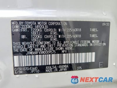 Zdjęcie 13 z 13 samochodu: 2021 TOYOTA RAV4 HYBRID XLE PREMIUM VIN:JTMB6RFVXMD009575 - miniatura