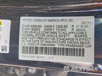 Zdjęcie 12 z 12 samochodu: 2021 HONDA ACCORD LX VIN:1HGCV1F1XMA045680 - miniatura