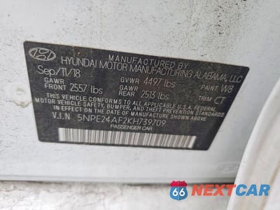 Zdjęcie 12 z 12 samochodu: 2019 HYUNDAI SONATA SE VIN:5NPE24AF2KH739709 - miniatura