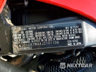 Zdjęcie 9 z 9 samochodu: 2018 SUZUKI GSX-R750 VIN:JS1GR7MA4J2101106 - miniatura