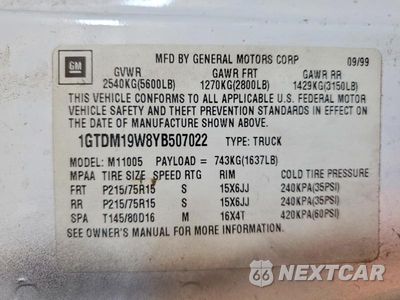 Zdjęcie 12 z 12 samochodu: 2000 GMC SAFARI XT VIN:1GTDM19W8YB507022 - miniatura