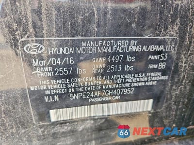 Zdjęcie 12 z 12 samochodu: 2016 HYUNDAI SONATA SE VIN:5NPE24AF7GH407952 - miniatura