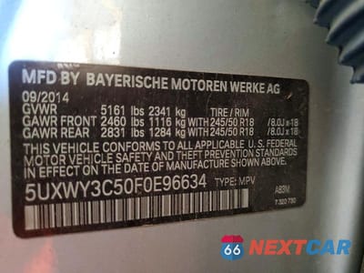 Zdjęcie 12 z 12 samochodu: 2015 BMW X3 XDRIVE28D VIN:5UXWY3C50F0E96634 - miniatura
