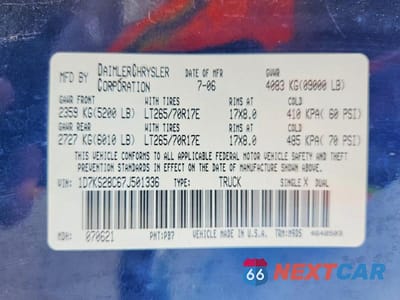 Zdjęcie 13 z 13 samochodu: 2007 DODGE RAM 2500 ST VIN:1D7KS28C67J501336 - miniatura