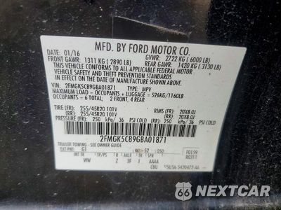 Zdjęcie 13 z 13 samochodu: 2016 FORD FLEX SEL VIN:2FMGK5C89GBA01871 - miniatura