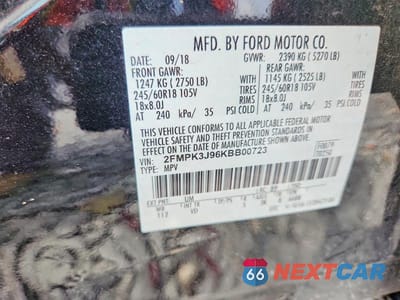 Zdjęcie 13 z 13 samochodu: 2019 FORD EDGE SEL VIN:2FMPK3J96KBB00723 - miniatura