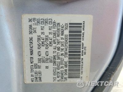 Zdjęcie 12 z 12 samochodu: 2000 TOYOTA TUNDRA SR5 VIN:5TBBT4413YS040830 - miniatura