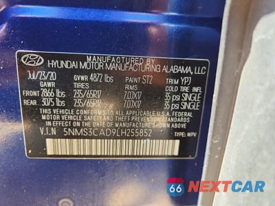 Zdjęcie 13 z 13 samochodu: 2020 HYUNDAI SANTA FE SEL VIN:5NMS3CAD9LH255852 - miniatura