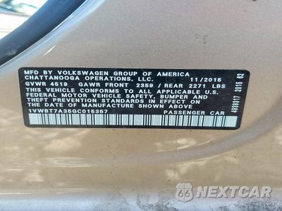 Zdjęcie 12 z 12 samochodu: 2016 VOLKSWAGEN PASSAT SE VIN:1VWBT7A35GC015357 - miniatura
