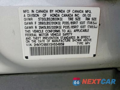 Zdjęcie 12 z 12 samochodu: 2005 ACURA MDX TOURING VIN:2HNYD188X5H554859 - miniatura