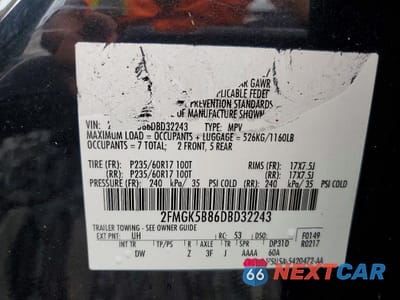 Zdjęcie 13 z 13 samochodu: 2013 FORD FLEX SE VIN:2FMGK5B86DBD32243 - miniatura