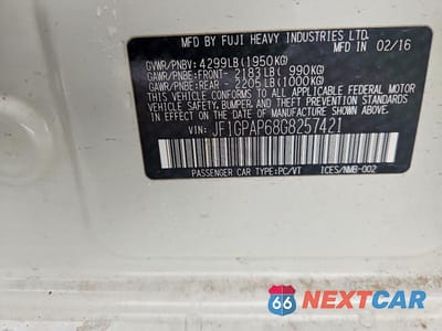 Zdjęcie 12 z 12 samochodu: 2016 SUBARU IMPREZA SPORT PREMIUM VIN:JF1GPAP68G8257421 - miniatura