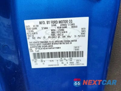 Zdjęcie 12 z 12 samochodu: 2010 FORD F150 SUPER CAB VIN:1FTEX1EW1AFA11981 - miniatura